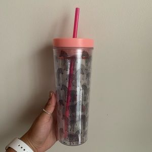 Zebra Pink Tumbler w/reusable straw